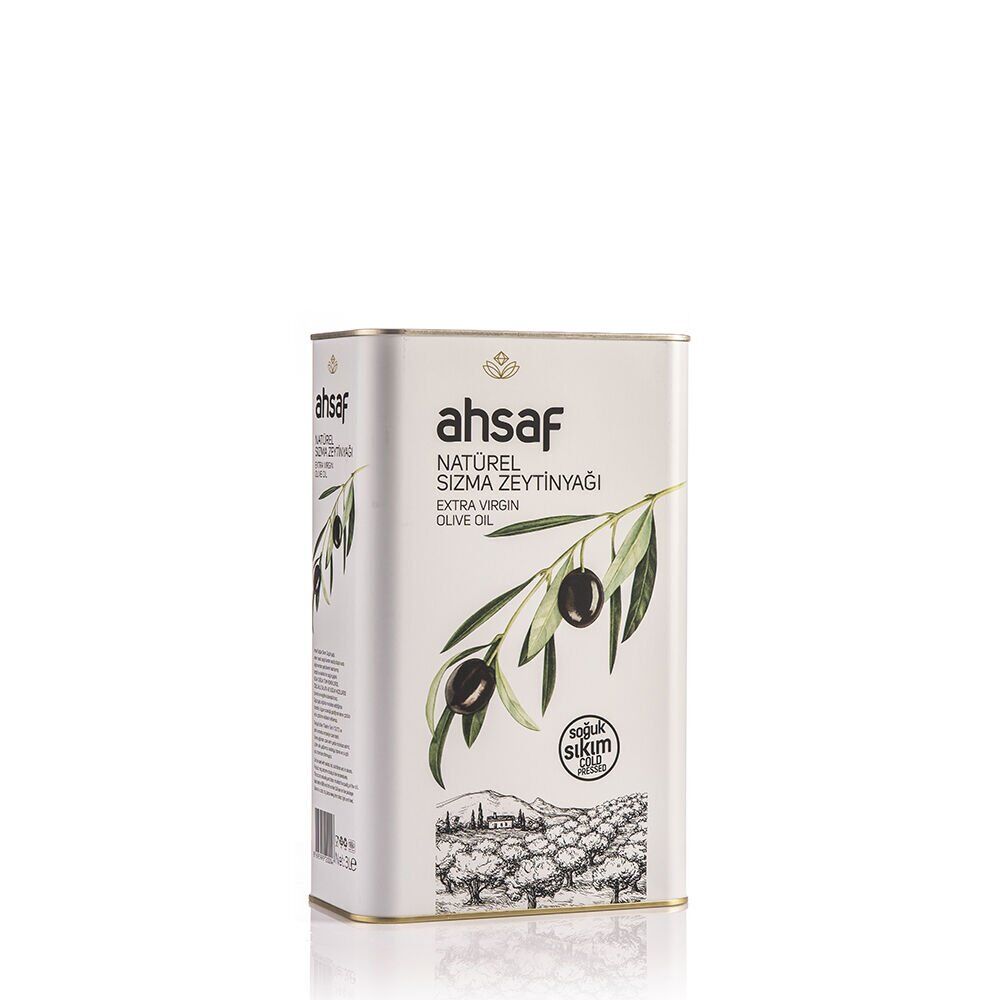Ahsaf Soğuk Sıkım Natürel Sızma Zeytinyağı 3L - Teneke