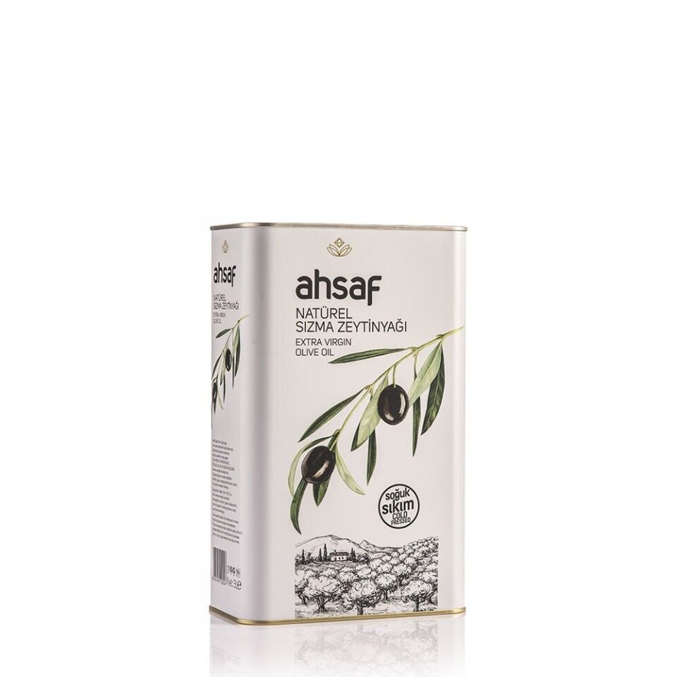 Ahsaf Soğuk Sıkım Natürel Sızma Zeytinyağı 3L - Teneke