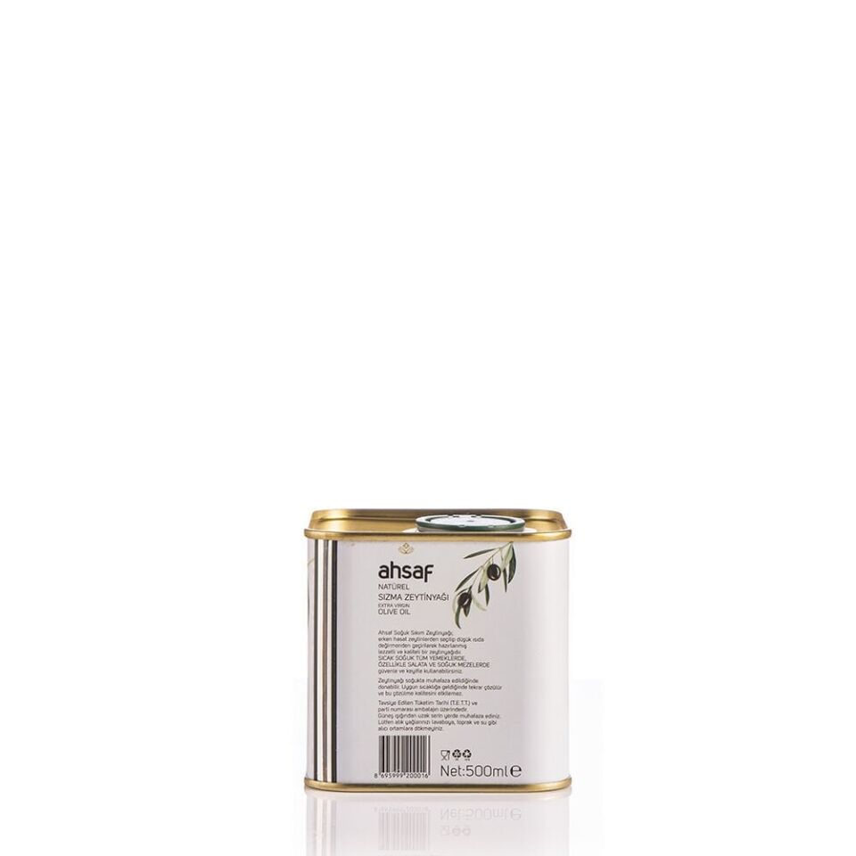 Ahsaf Soğuk Sıkım Natürel Sızma Zeytinyağı 500 ml - Teneke