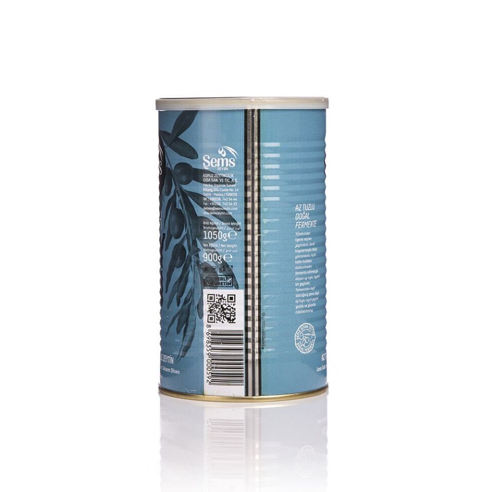 Şems Yağlı Sele Siyah Zeytin 261-290 Kalibre 900 gr Teneke Ambalaj