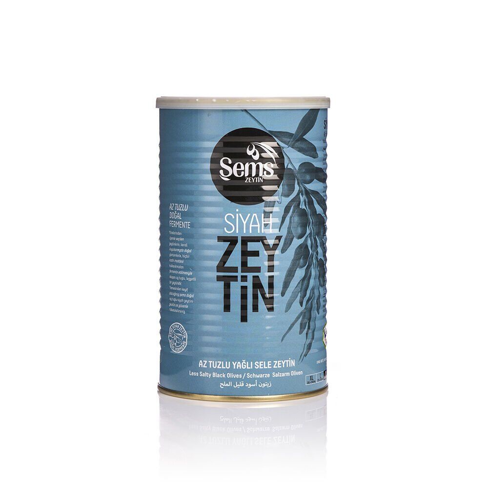 Şems Yağlı Sele Siyah Zeytin 261-290 Kalibre 900 gr Teneke Ambalaj