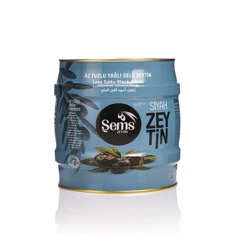 Şems Yağlı Sele Siyah Zeytin 261-290 Kalibre 2 kg Teneke Ambalaj