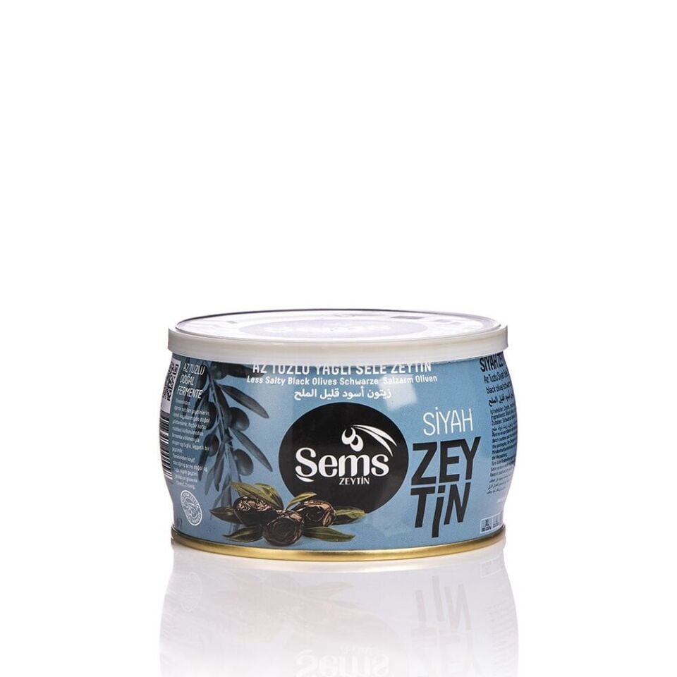 Şems Yağlı Sele Siyah Zeytin 261-290 Kalibre 300 gr Teneke