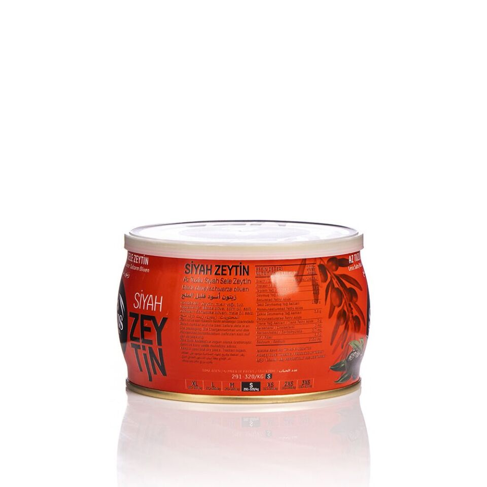 Şems Yağlı Sele Siyah Zeytin 291-320 Kalibre 300 gr Teneke Ambalaj