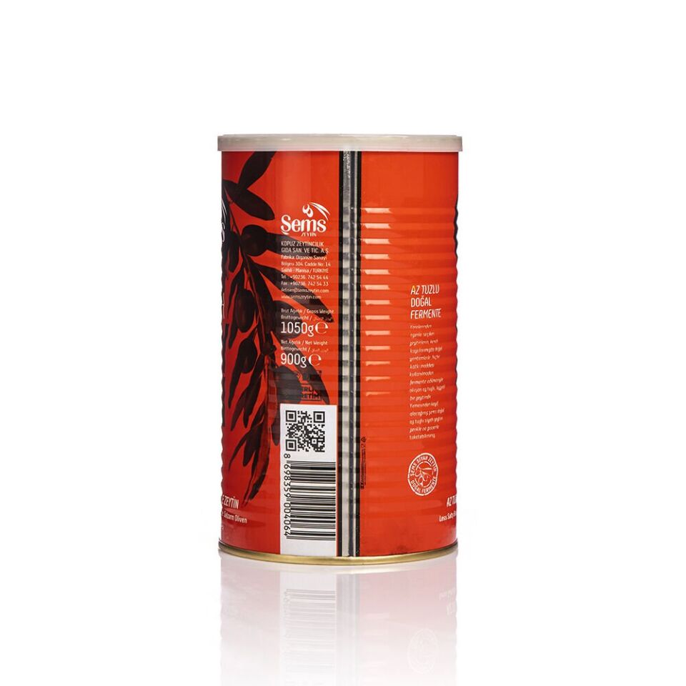 Şems Yağlı Sele Siyah Zeytin 291-320 Kalibre 900 gr Teneke Ambalaj