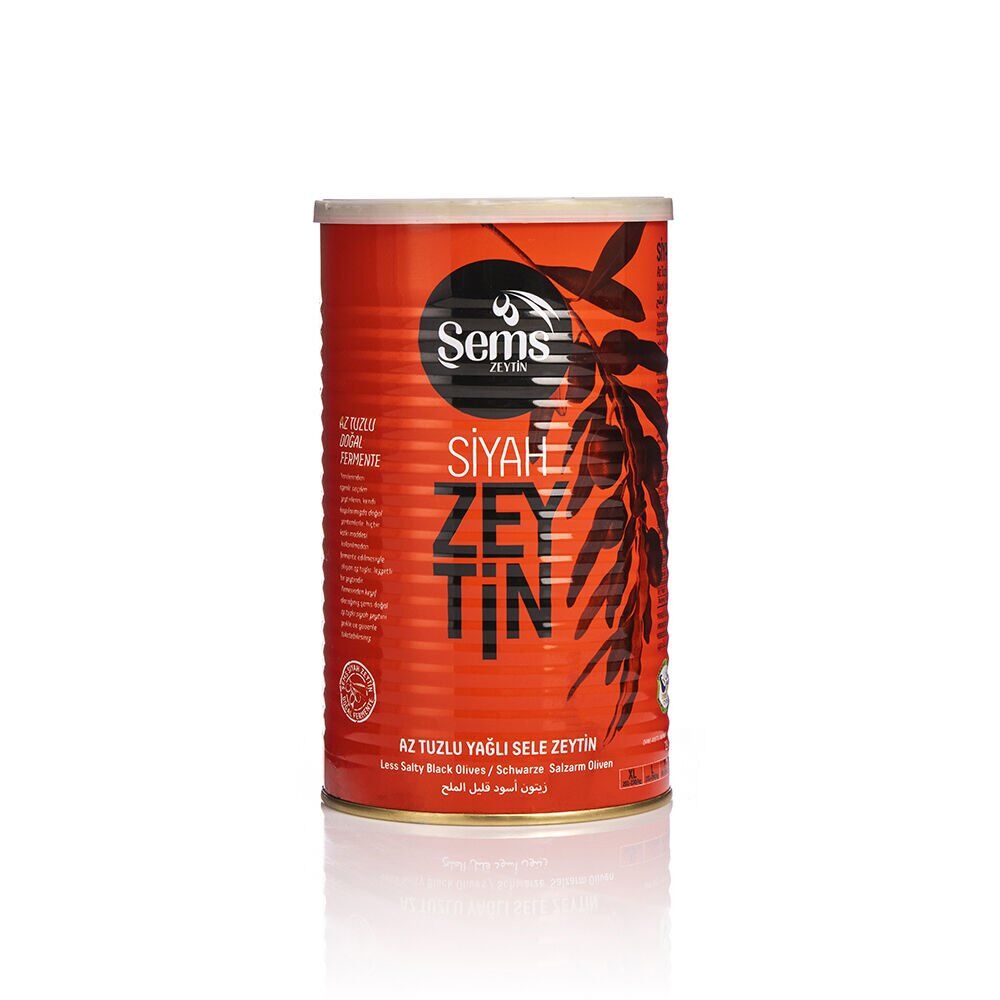 Şems Yağlı Sele Siyah Zeytin 291-320 Kalibre 900 gr Teneke Ambalaj