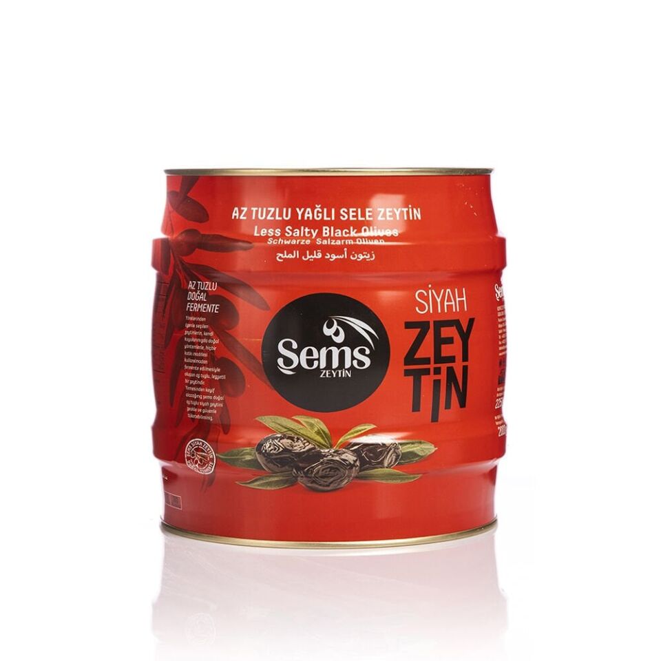 Şems Yağlı Sele Siyah Zeytin 291-320 Kalibre 2 kg Teneke Ambalaj