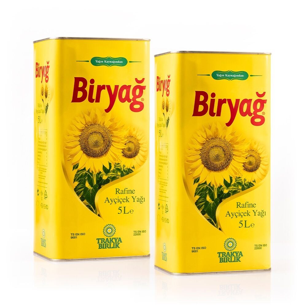 Biryağ Ayçiçek Yağı 5 Lt Teneke Ambalaj (2li Paket)