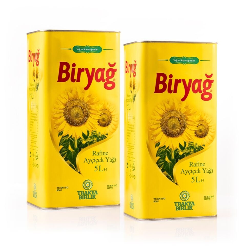 Biryağ Ayçiçek Yağı 5 Lt Teneke Ambalaj (2li Paket)
