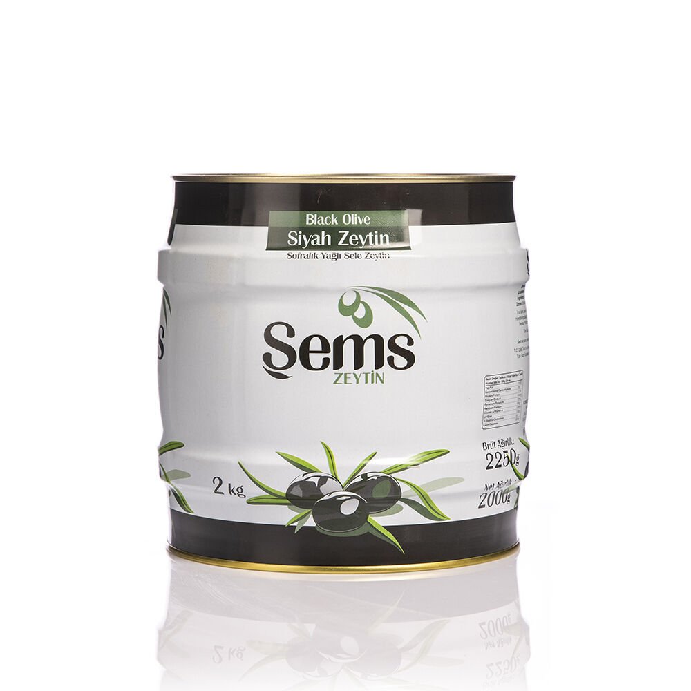 Şems Yağlı Siyah Sele Zeytin 2 Kg 231-260 Kalibre