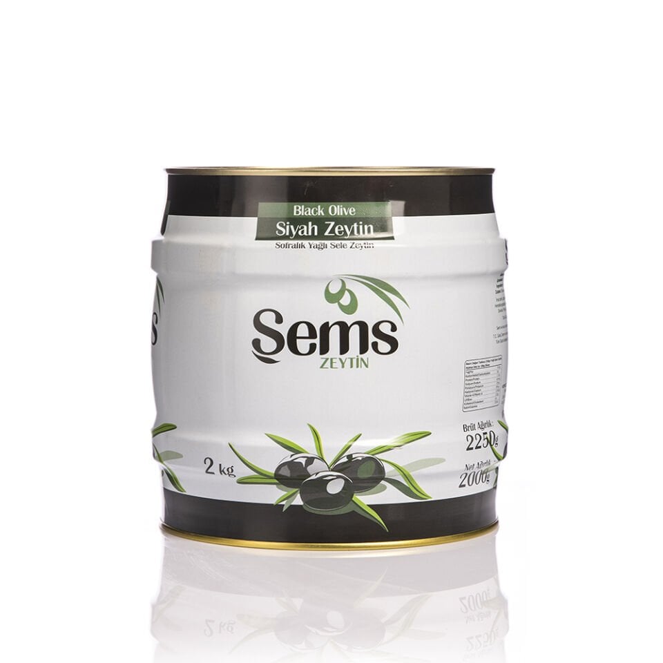 Şems Yağlı Siyah Sele Zeytin 2 Kg 201-230 Kalibre
