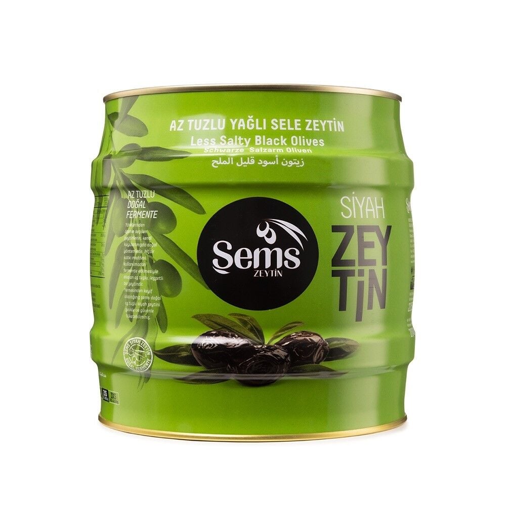 Şems Yağlı Sele Zeytin 351-380 Kalibre Zeytin 2 Kg- Teneke Ambalaj