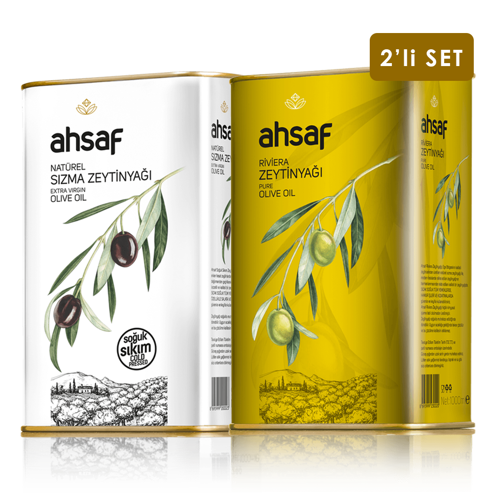 Soğuk Sıkım Zeytinyağı 1L Teneke + Riviera Zeytinyağı 1L Teneke ( 2'li Ekonomik Paket)