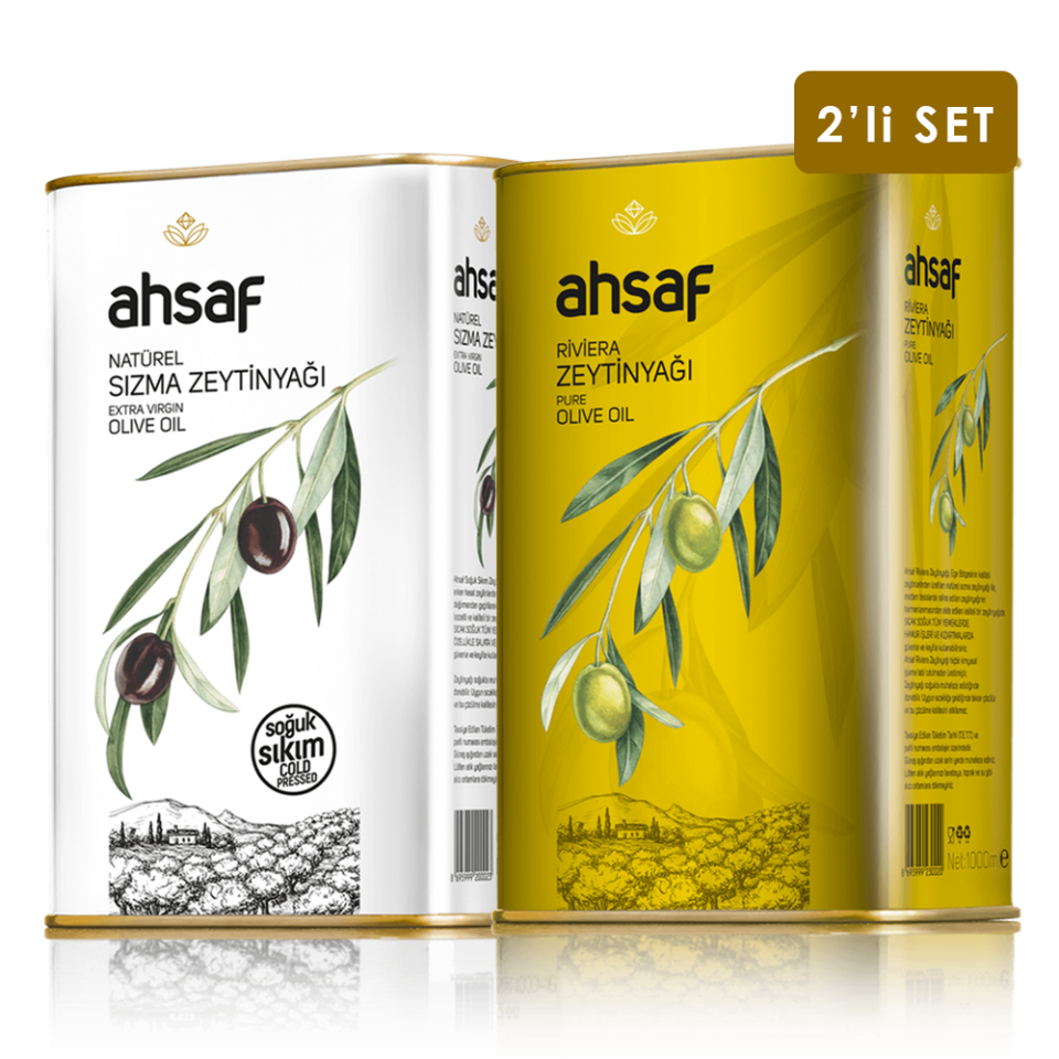 Soğuk Sıkım Zeytinyağı 1L Teneke + Riviera Zeytinyağı 1L Teneke ( 2'li Ekonomik Paket)