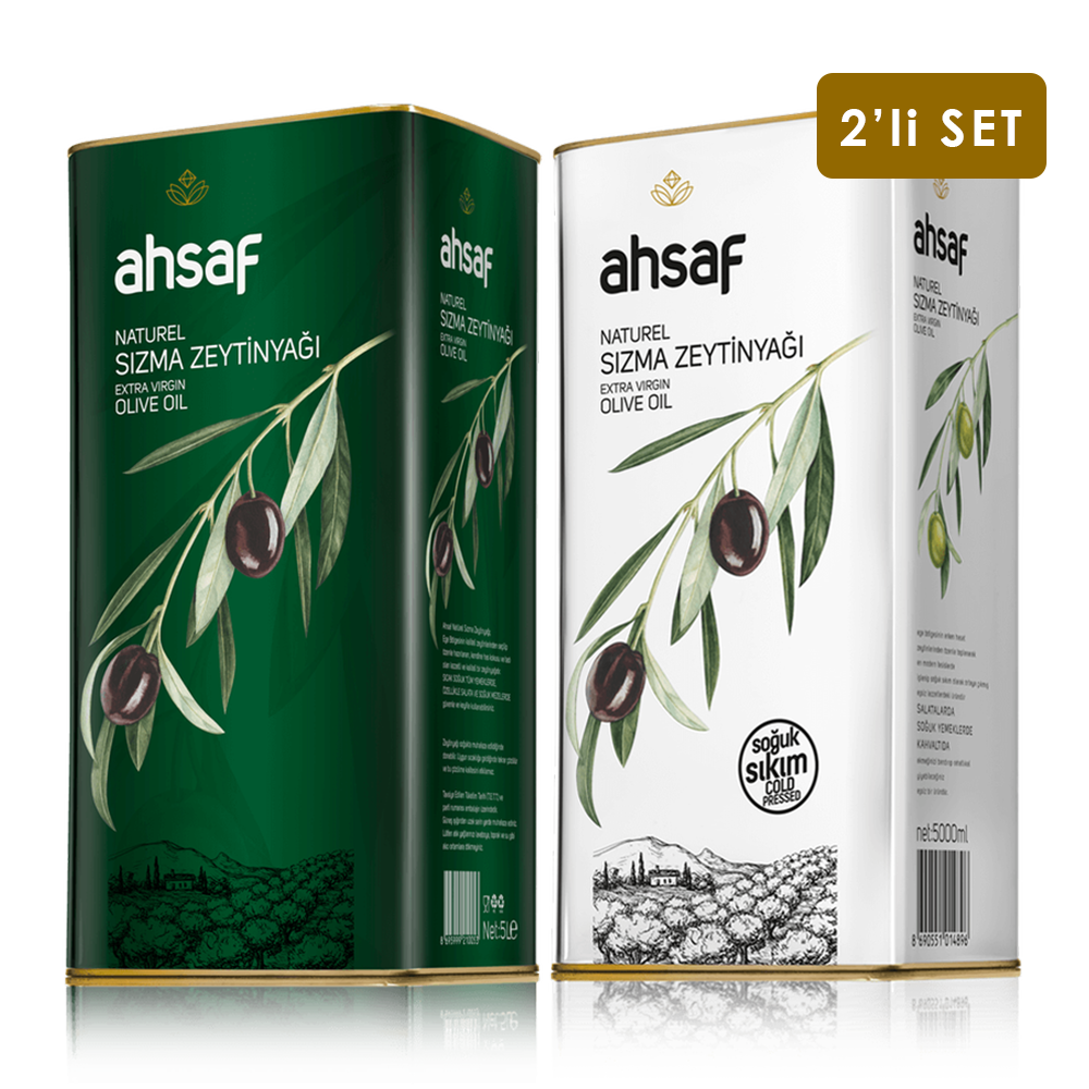 Natürel Sızma Zeytinyağı 5L -Teneke + Soğuk Sıkım  Natürel Sızma Zeytinyağı 5L -Teneke  (2'li Ekonomik Paket)