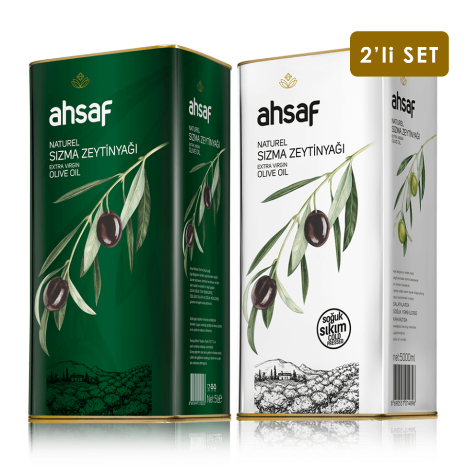 Natürel Sızma Zeytinyağı 5L -Teneke + Soğuk Sıkım  Natürel Sızma Zeytinyağı 5L -Teneke  (2'li Ekonomik Paket)