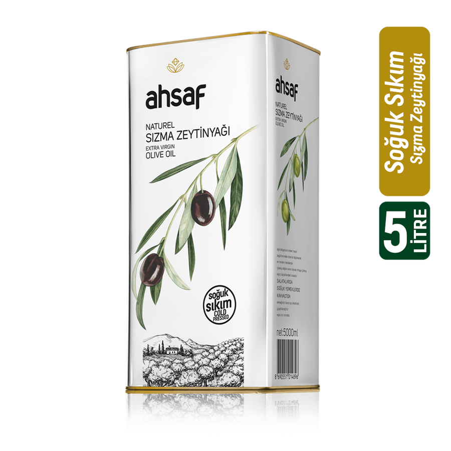 Ahsaf Soğuk Sıkım Natürel Sızma Zeytinyağı 5L - Teneke