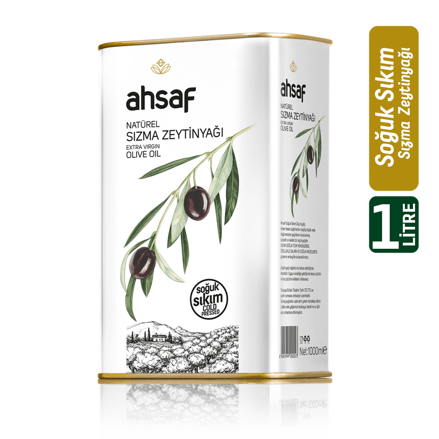 Soğuk Sıkım Natürel Sızma Zeytinyağı 1L -Teneke
