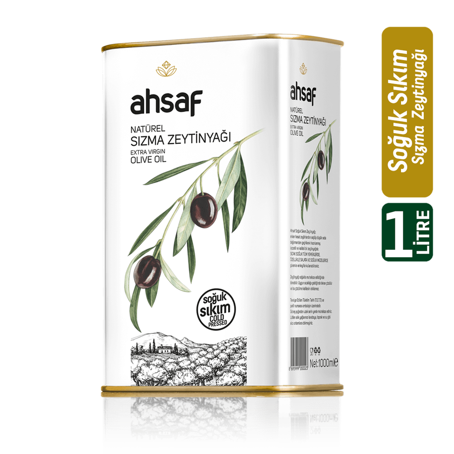 Soğuk Sıkım Natürel Sızma Zeytinyağı 1L -Teneke