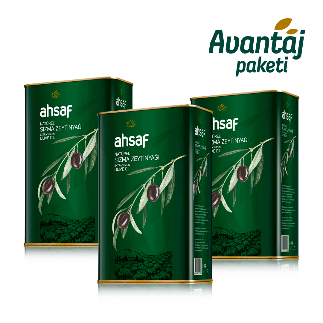 Ahsaf Natürel Sızma Zeytinyağı 3L -Teneke (3'lü Ekonomik Paket)
