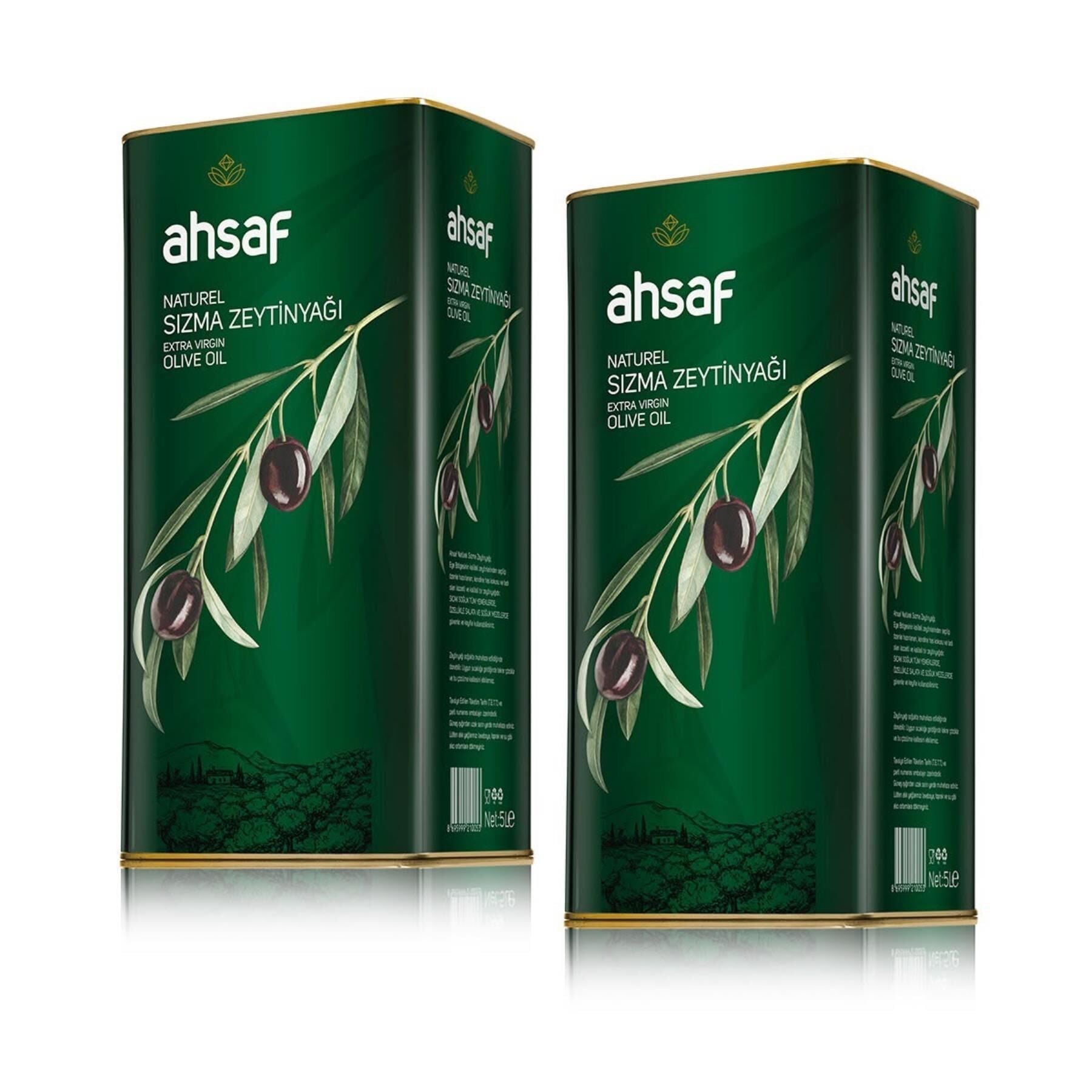 Ahsaf Natürel Sızma Zeytinyağı 5L-Teneke (2'li Ekonomik Paket)