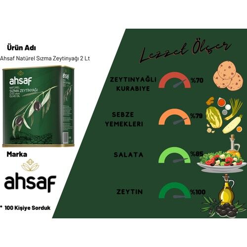 Ahsaf Natürel Sızma Zeytinyağı 2L-Teneke (2'li Ekonomik Paket)