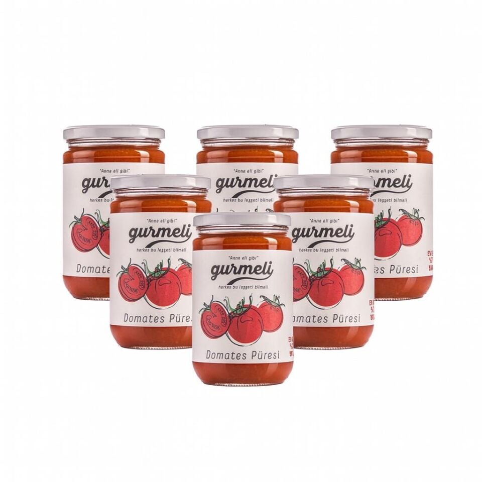 Gurmeli Domates Püresi 550 gr Cam (6'lı Paket)