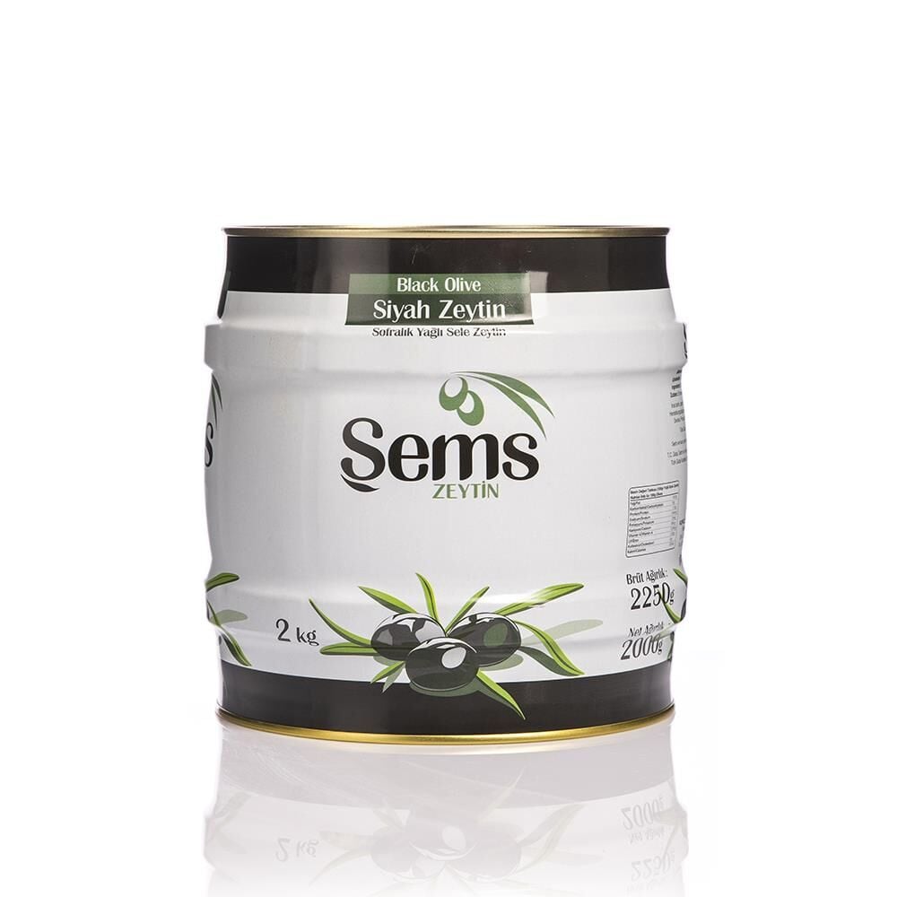 Şems Yağlı Siyah Sele Siyah Zeytin 2 Kg 231-260 Kalibre