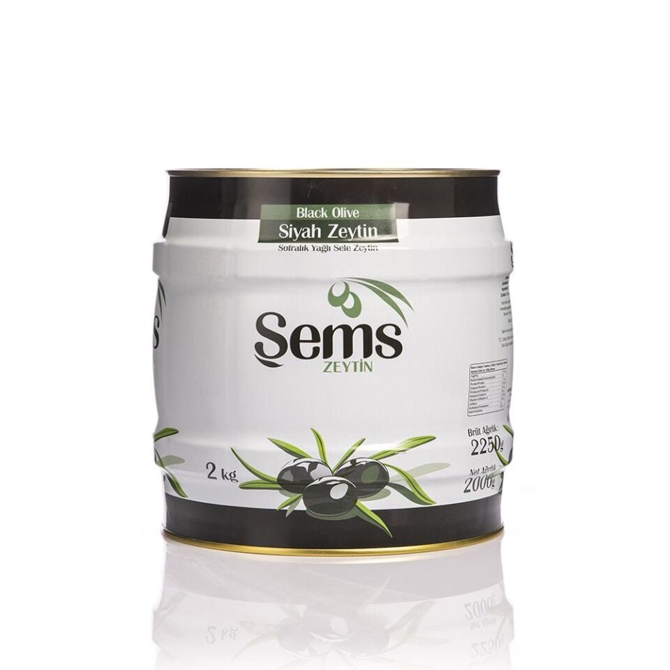 Şems Yağlı Siyah Sele Siyah Zeytin 2 Kg 231-260 Kalibre