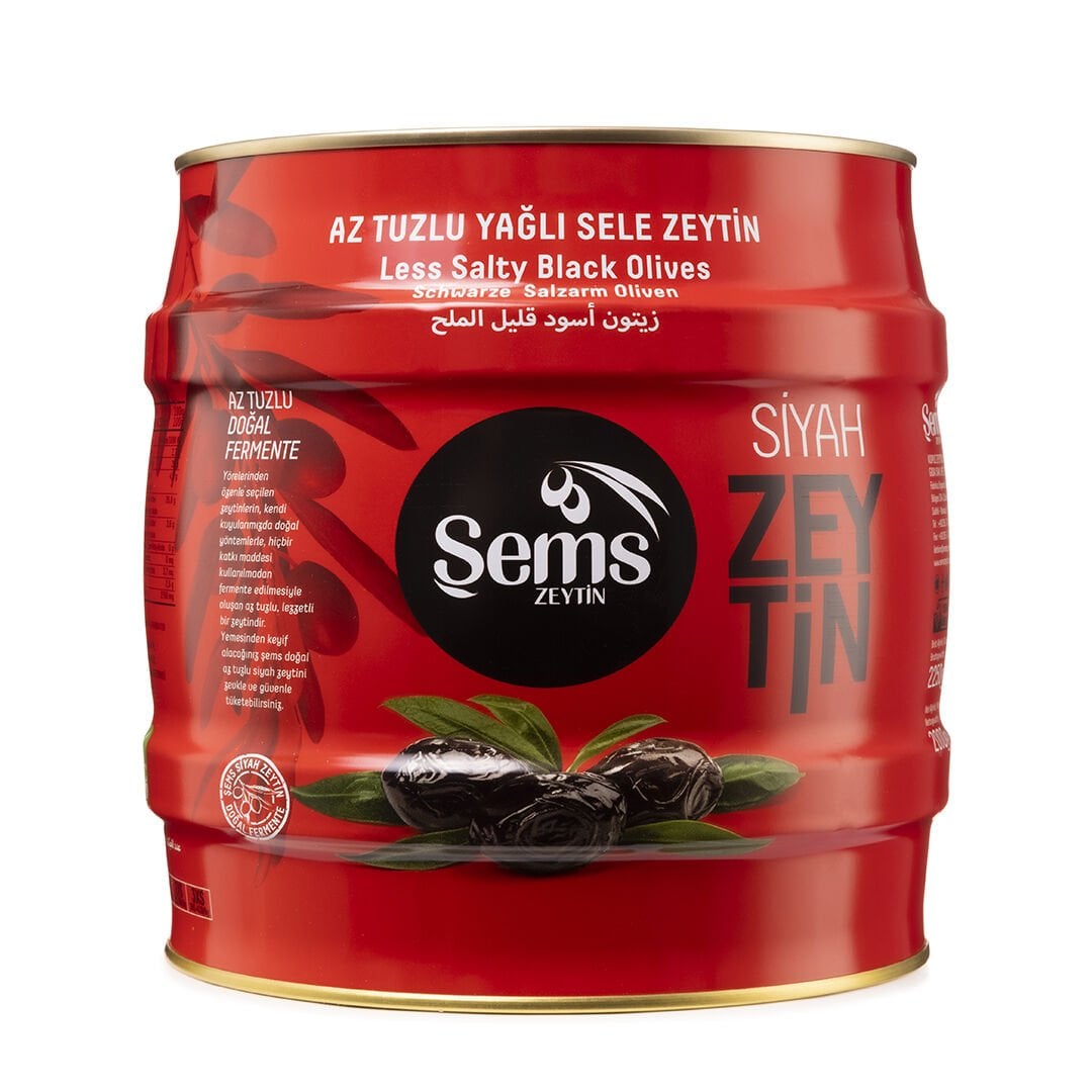 Şems Yağlı Sele Siyah Zeytin 2 Kg -291-320 Kalibre