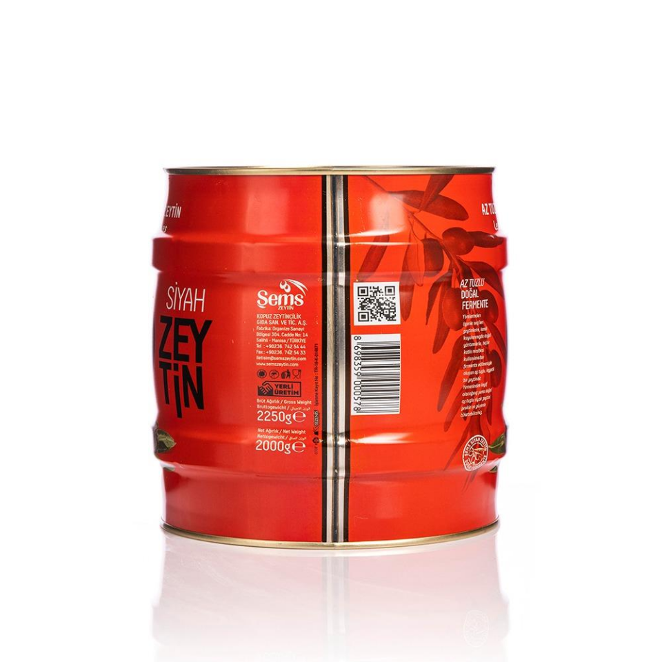 Şems Yağlı Sele Siyah Zeytin 2 Kg  291-320 Kalibre