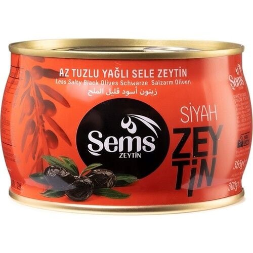 Şems Yağlı Sele Siyah Zeytin 300 gr 291-320 Kalibre