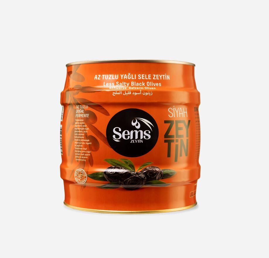 Şems Yağlı Sele Siyah Zeytin 2 Kg 321-350 Kalibre
