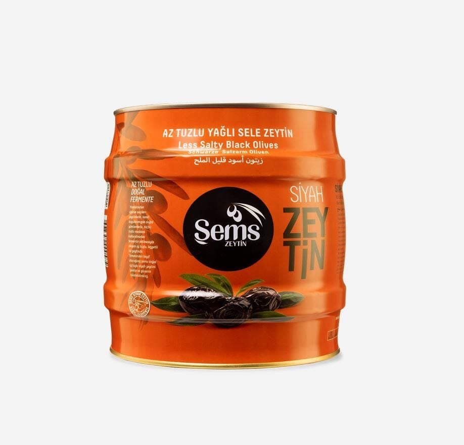 Şems Yağlı Sele Siyah Zeytin 2 Kg 321-350 Kalibre