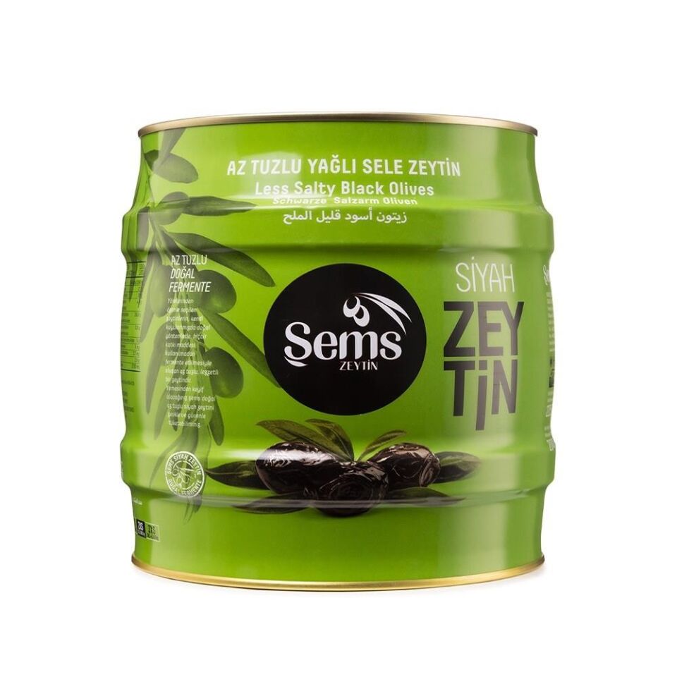 Şems Yağlı Sele Siyah Zeytin 2 Kg  351-380 Kalibre Zeytin