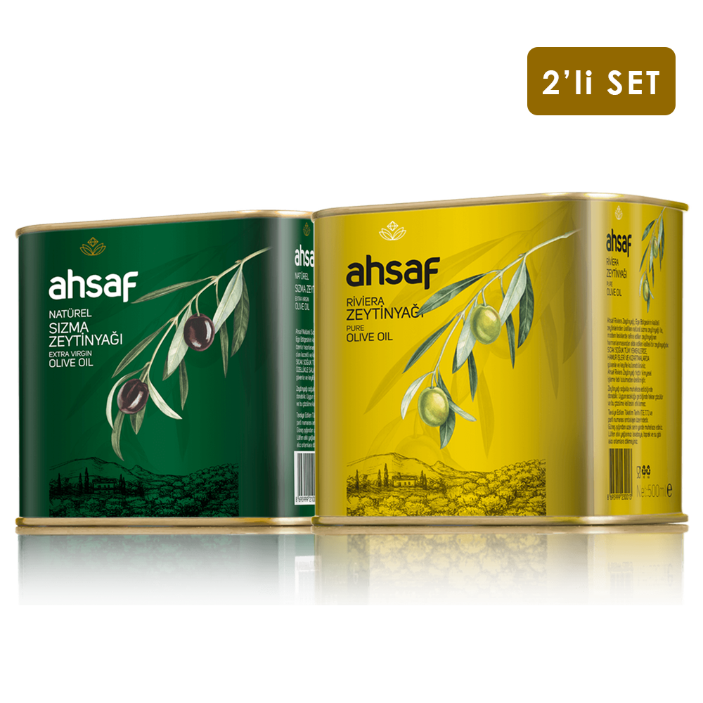 Natürel Sızma Zeytinyağı 500 ml -Teneke + Riviera Zeytinyağı 500 ml -Teneke (2'li Ekonomik Paket)