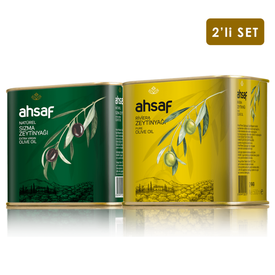 Natürel Sızma Zeytinyağı 500 ml -Teneke + Riviera Zeytinyağı 500 ml -Teneke (2'li Ekonomik Paket)