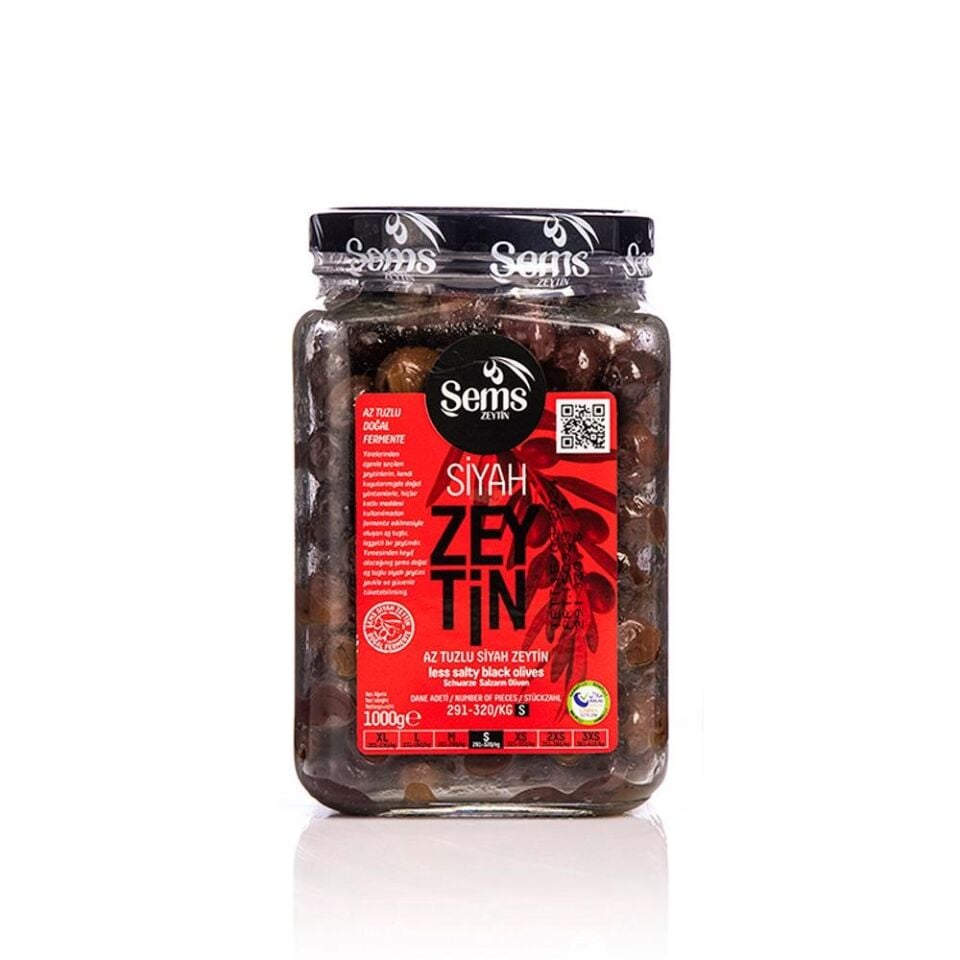 Şems Yağlı Siyah Sele Zeytin 1 Kg  291-320 Kalibre