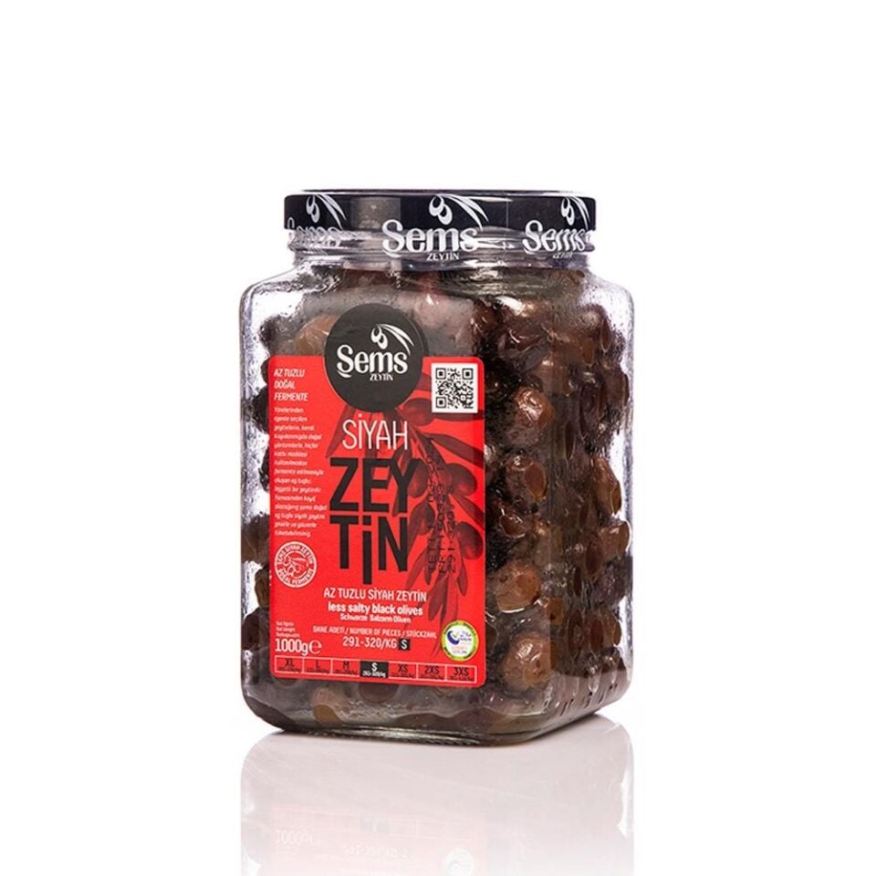Şems Yağlı Siyah Sele Zeytin 1 Kg  291-320 Kalibre
