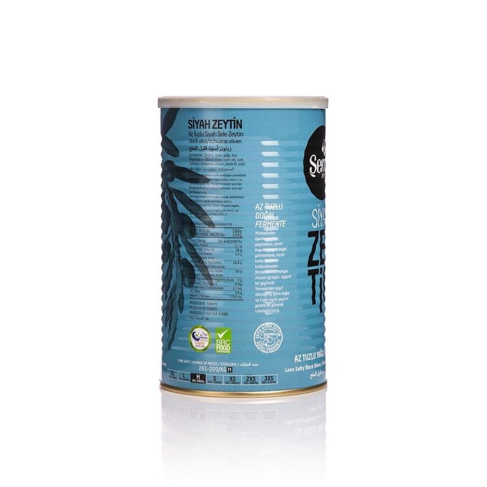 Şems Zeytin Yağlı Sele Siyah Zeytin 900 gr 261-290 Kalibre