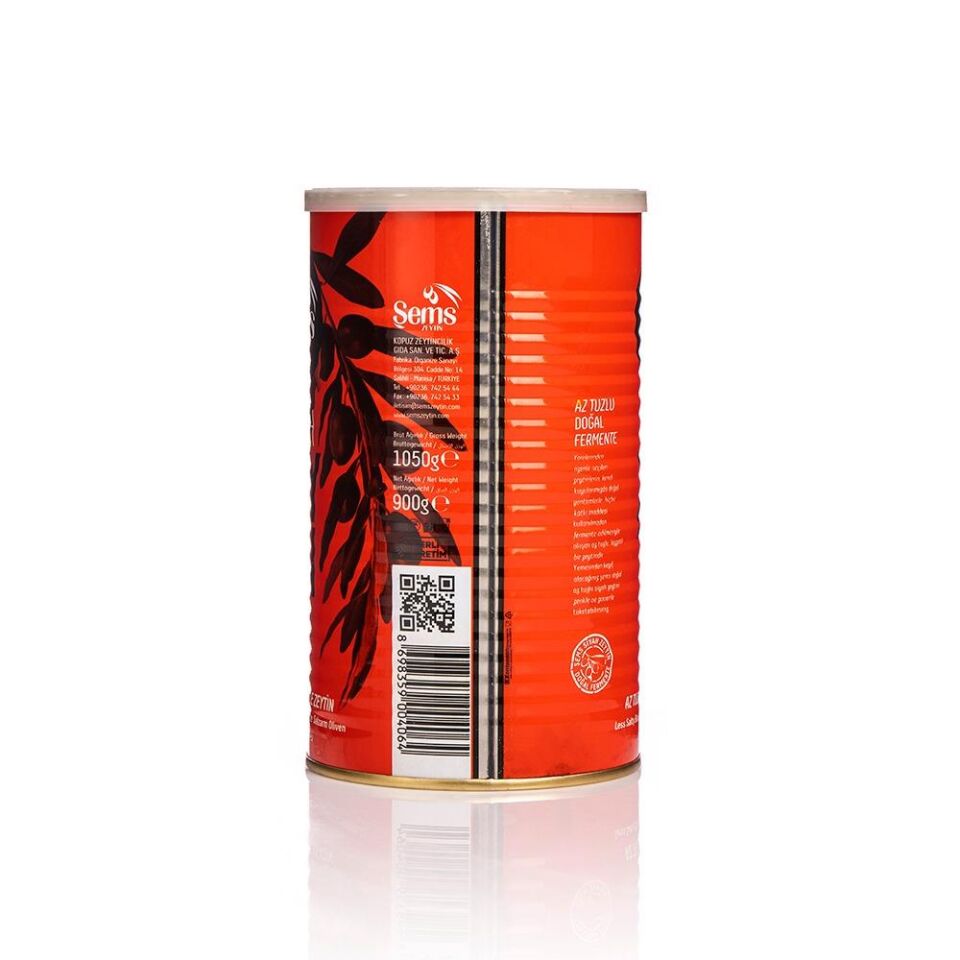 Şems Yağlı Siyah Sele Zeytin 900 Gr 291-320 Kalibre