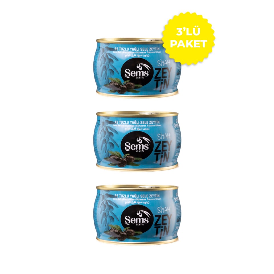 Şems Lüks İri Siyah Zeytin 300 Gr 261-290 Kalibre (3'lü Ekonomik Paket)