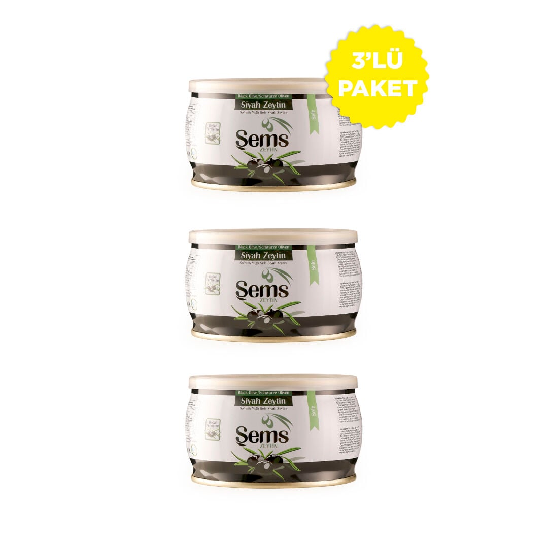 Şems Lüks Özel Siyah Zeytin 231-260 Kalibre 300 Gr (3'lü Ekonomik Paket)