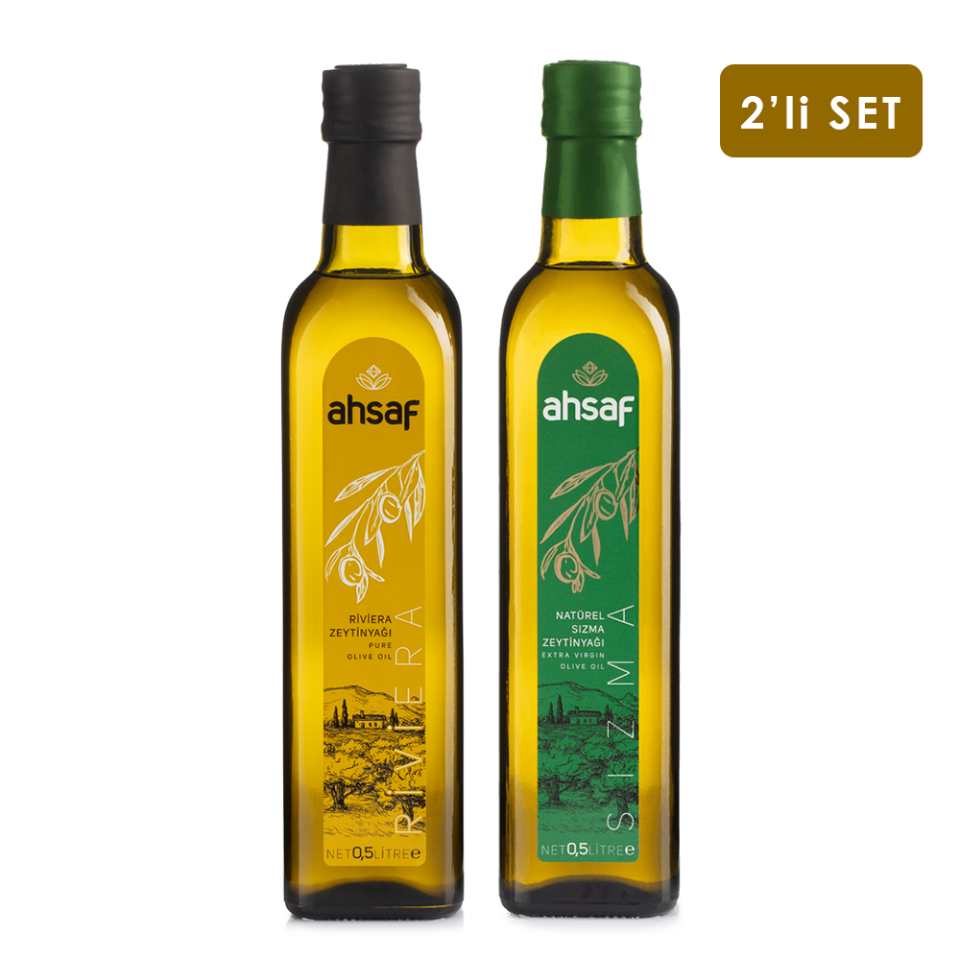 Riviera Zeytinyağı 500 ml -Cam +Natürel Sızma Zeytinyağı 500 ml -Cam (2'li Ekonomik Paket)