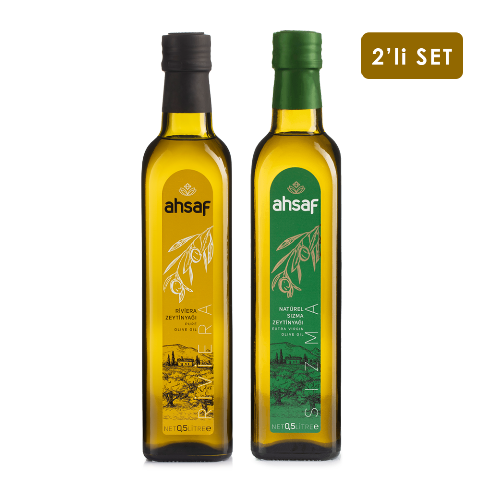 Riviera Zeytinyağı 500 ml -Cam +Natürel Sızma Zeytinyağı 500 ml -Cam (2'li Ekonomik Paket)