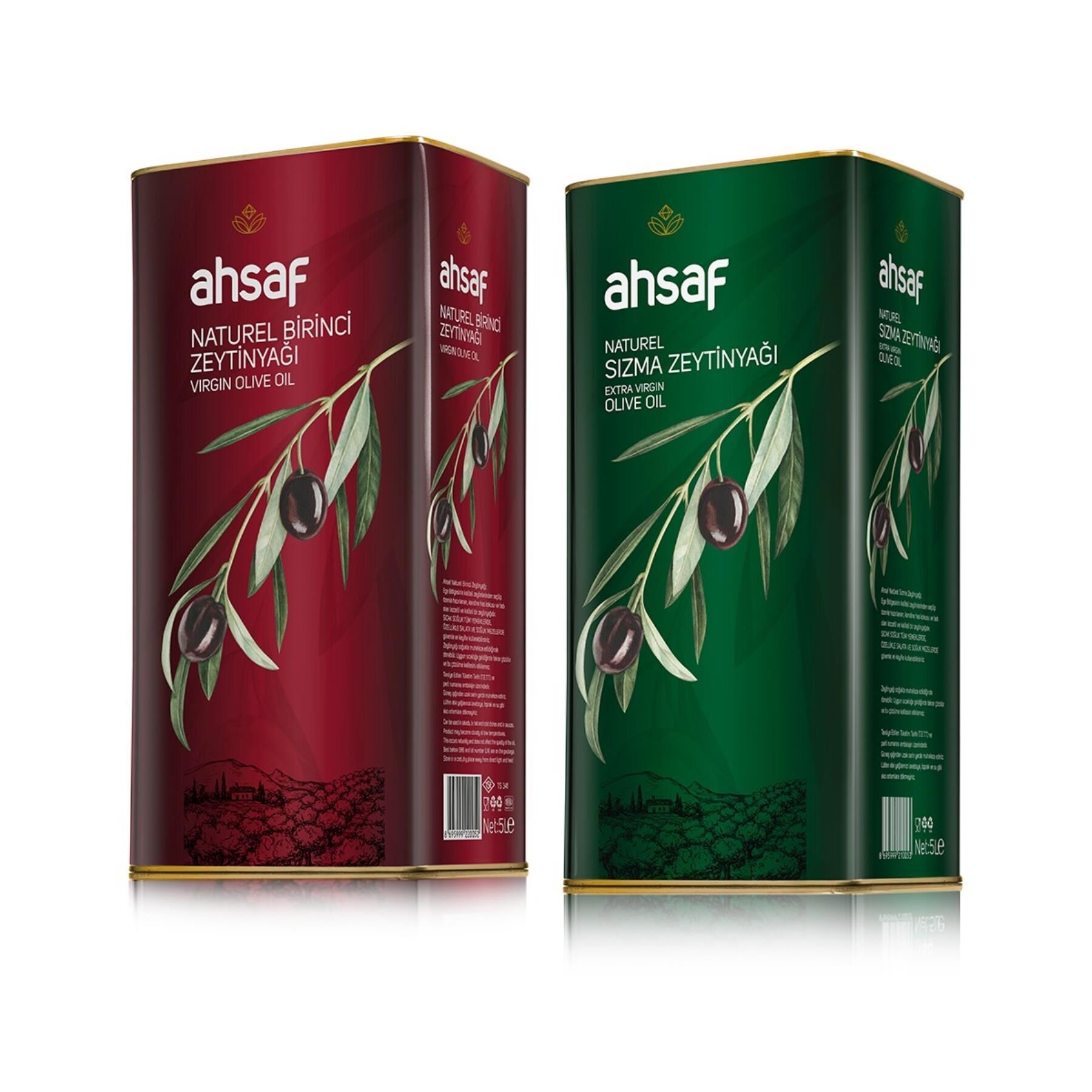 Ahsaf Natürel Sızma Zeytinyağı 5L Teneke + Ahsaf Natürel Birinci Zeytinyağı 5L Teneke (2'li Ekonomik Paket)