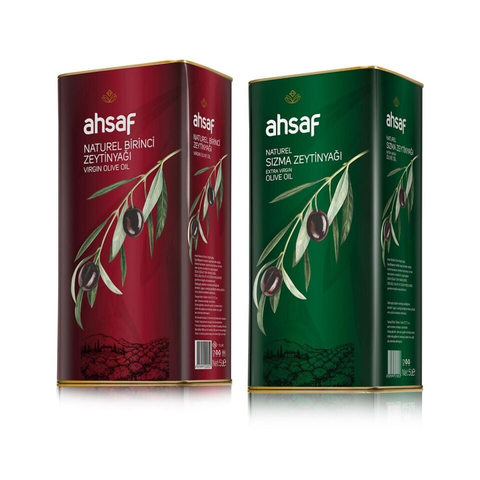 Ahsaf Natürel Sızma Zeytinyağı 5L Teneke + Ahsaf Natürel Birinci Zeytinyağı 5L Teneke (2'li Ekonomik Paket)