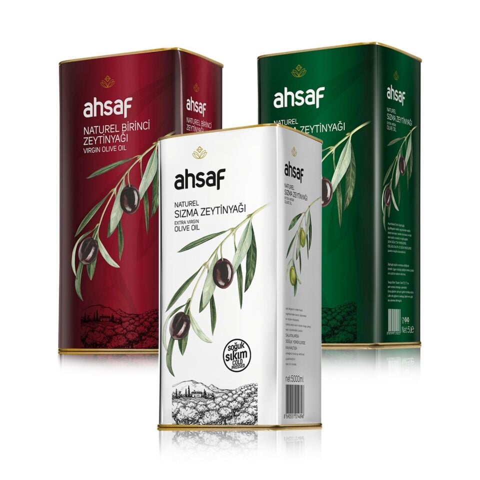 Ahsaf Soğuk Sıkım Natürel Sızma Zeytinyağı 5L Teneke + Ahsaf Natürel Sızma Zeytinyağı 5L Teneke+ Ahsaf Natürel Birinci Zeytinyağı 5L Teneke