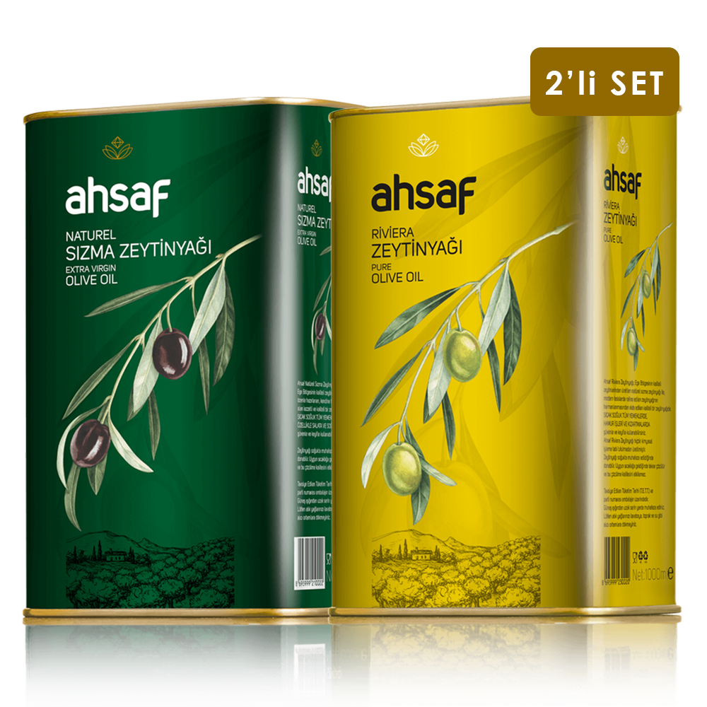 Riviera Zeytinyağı 1L Teneke  + Natürel Sızma Zeytinyağı 1L Teneke ( 2'li Ekonomik Paket )