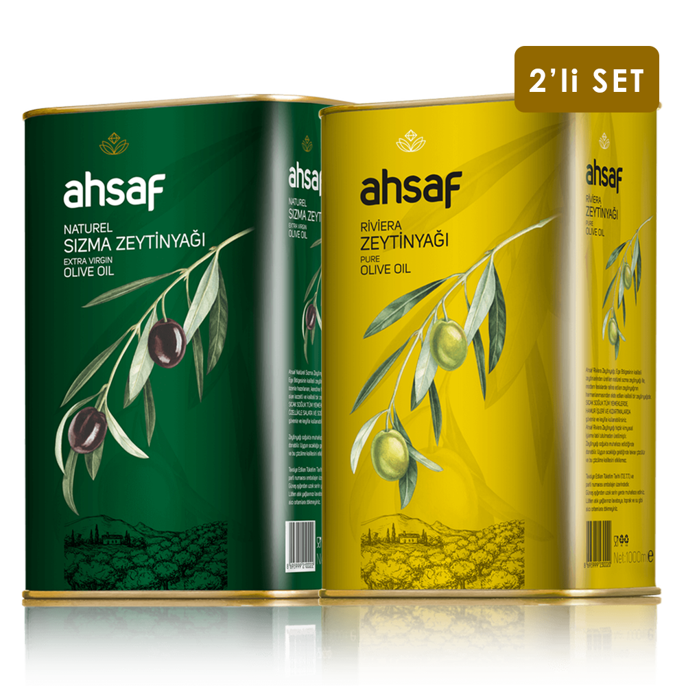 Riviera Zeytinyağı 1L Teneke  + Natürel Sızma Zeytinyağı 1L Teneke ( 2'li Ekonomik Paket )